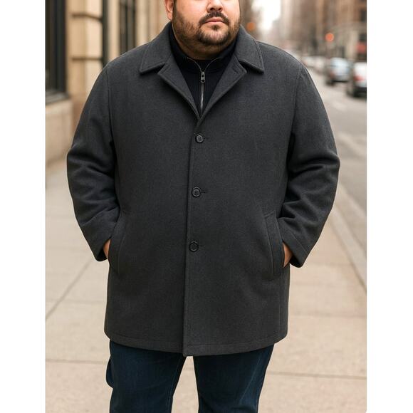 Men's 4X Wool Coat Gray PRONTO UOMO P-Coat Single-Breasted Classic Preppy Warm - Picture 1 of 16